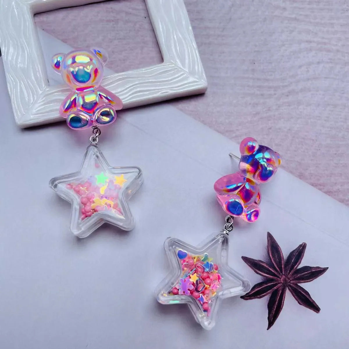 Cute Star Bear Arylic Patchwork Women'S Ear Studs