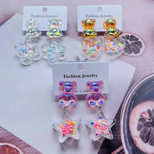 Cute Star Bear Arylic Patchwork Women'S Ear Studs