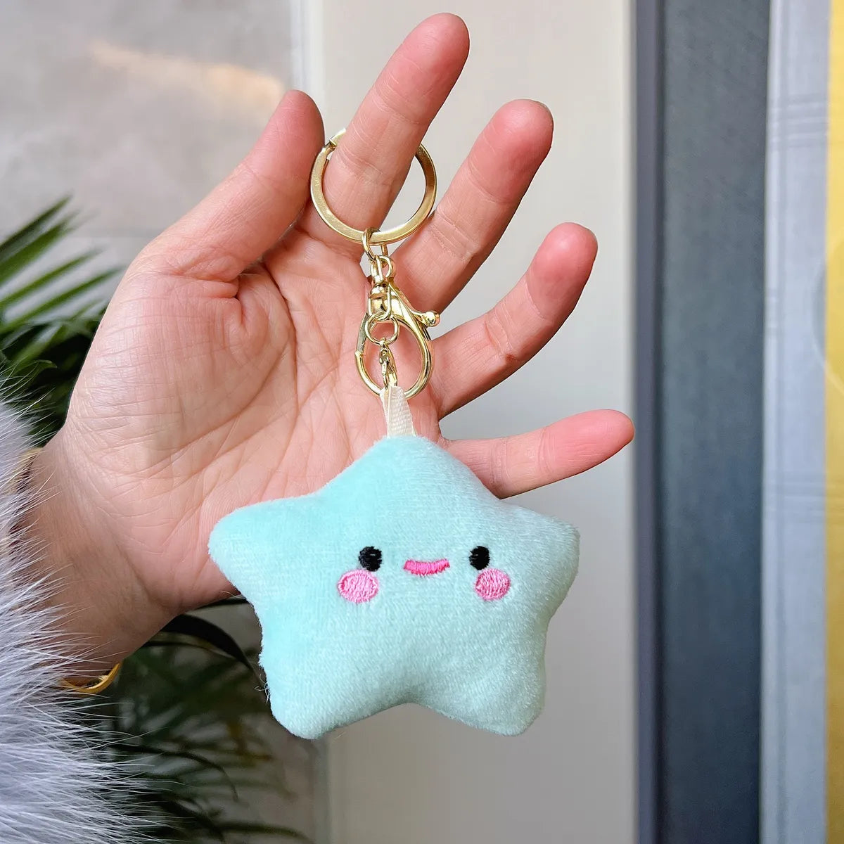 Cute Star  Face Pp Cotton Unisex Bag Pendant Keychain