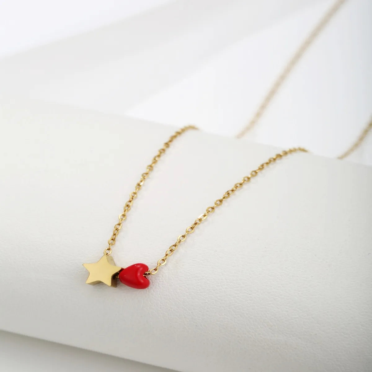 Cute Star Heart Shape Stainless Steel Plating 18k Gold Plated Necklace