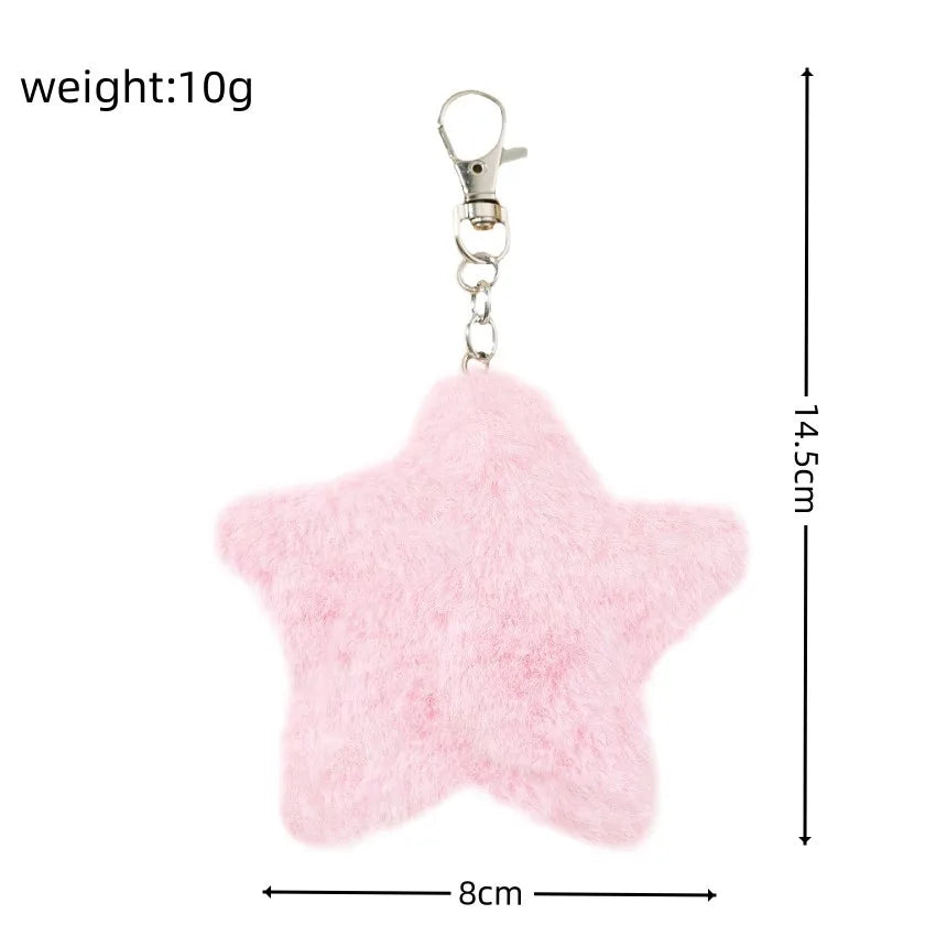 Cute Star Imitation Fur Alloy Bag Pendant Keychain