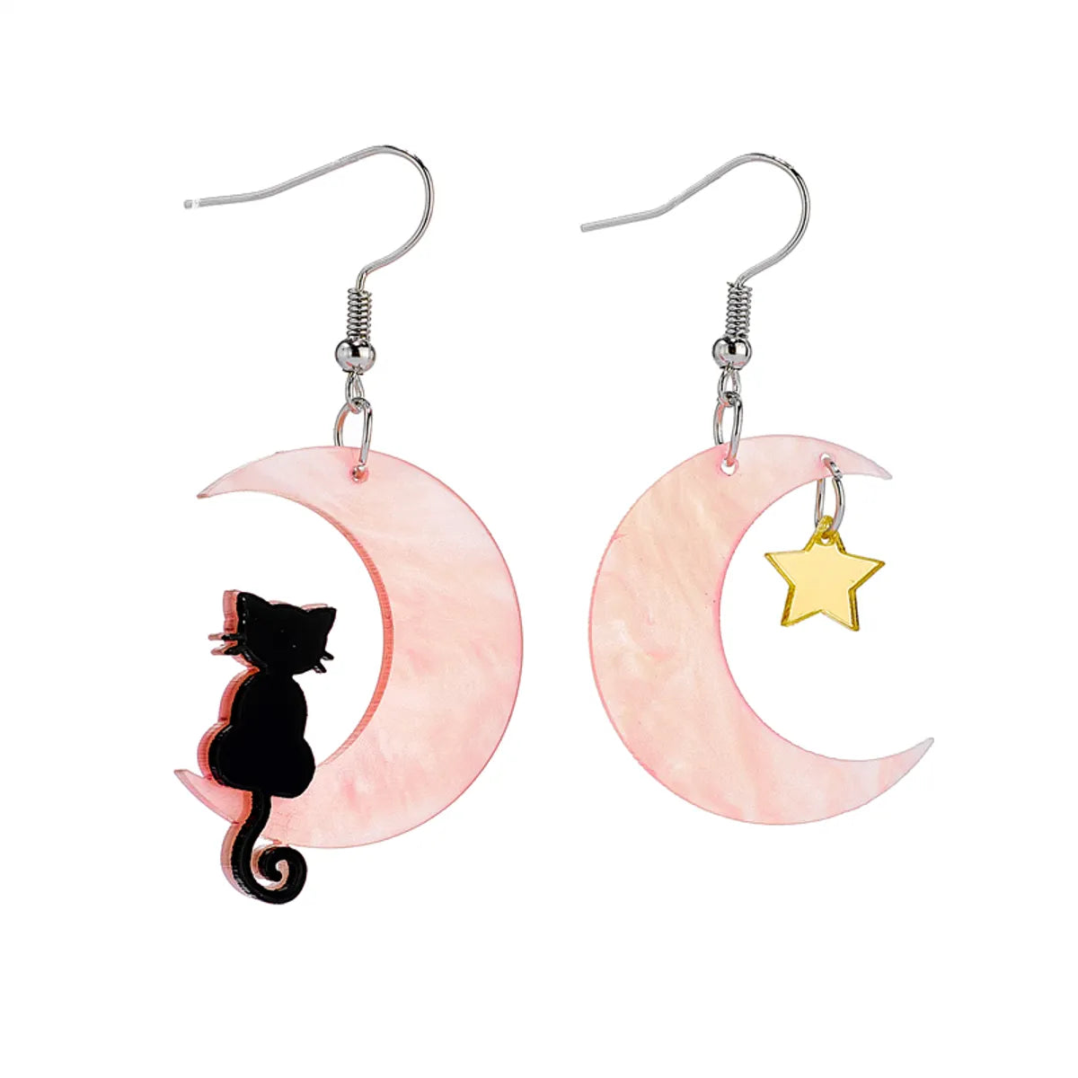 Cute Star Moon Cat Arylic Women's Drop Earrings