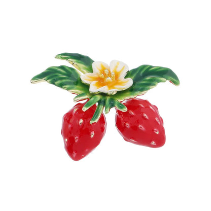 Cute Strawberry Alloy Enamel Inlay Pearl Women'S Brooches