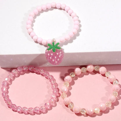 Cute Strawberry Plastic Beaded Bracelets