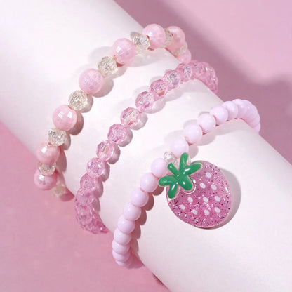 Cute Strawberry Plastic Beaded Bracelets