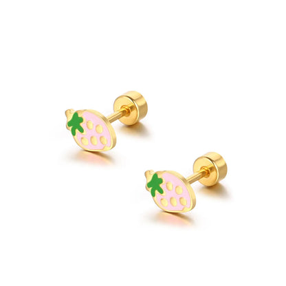 1 Piece Cute Strawberry Plating 304 Stainless Steel Ear Studs