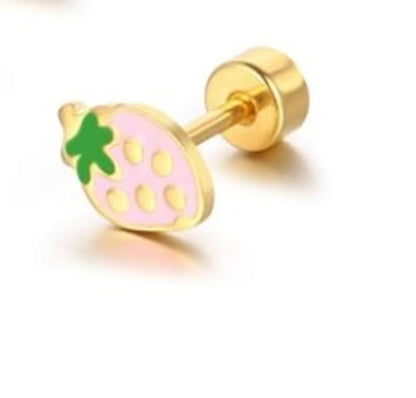 1 Piece Cute Strawberry Plating 304 Stainless Steel Ear Studs