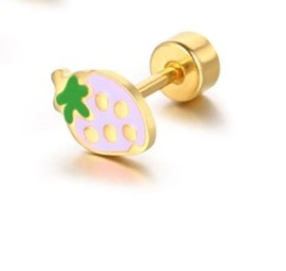 1 Piece Cute Strawberry Plating 304 Stainless Steel Ear Studs