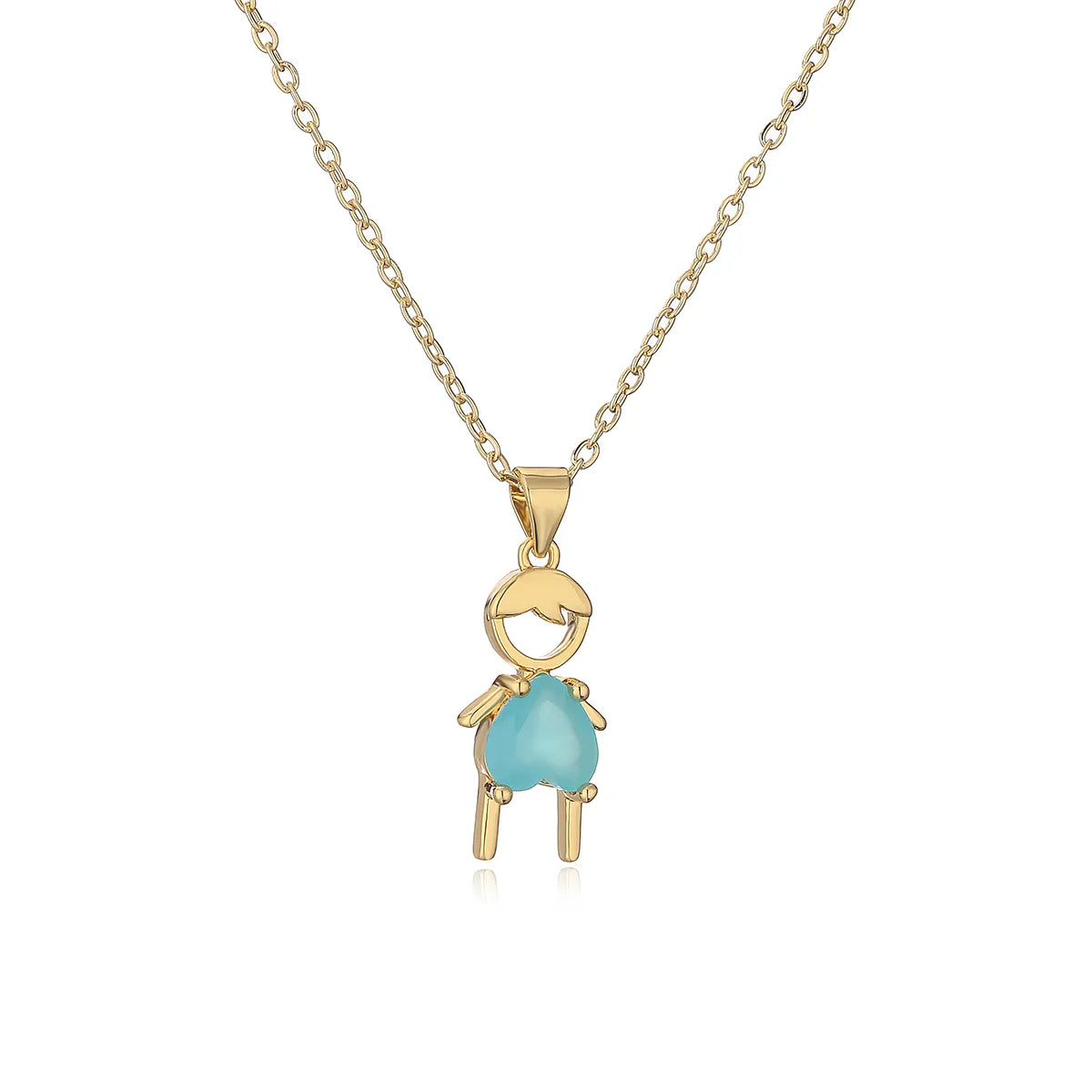 Cute Streetwear Cartoon Copper Plating Inlay Zircon 18k Gold Plated Pendant Necklace