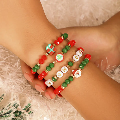 Cute Streetwear Letter Snowflake Soft Clay Christmas Women's Bracelets