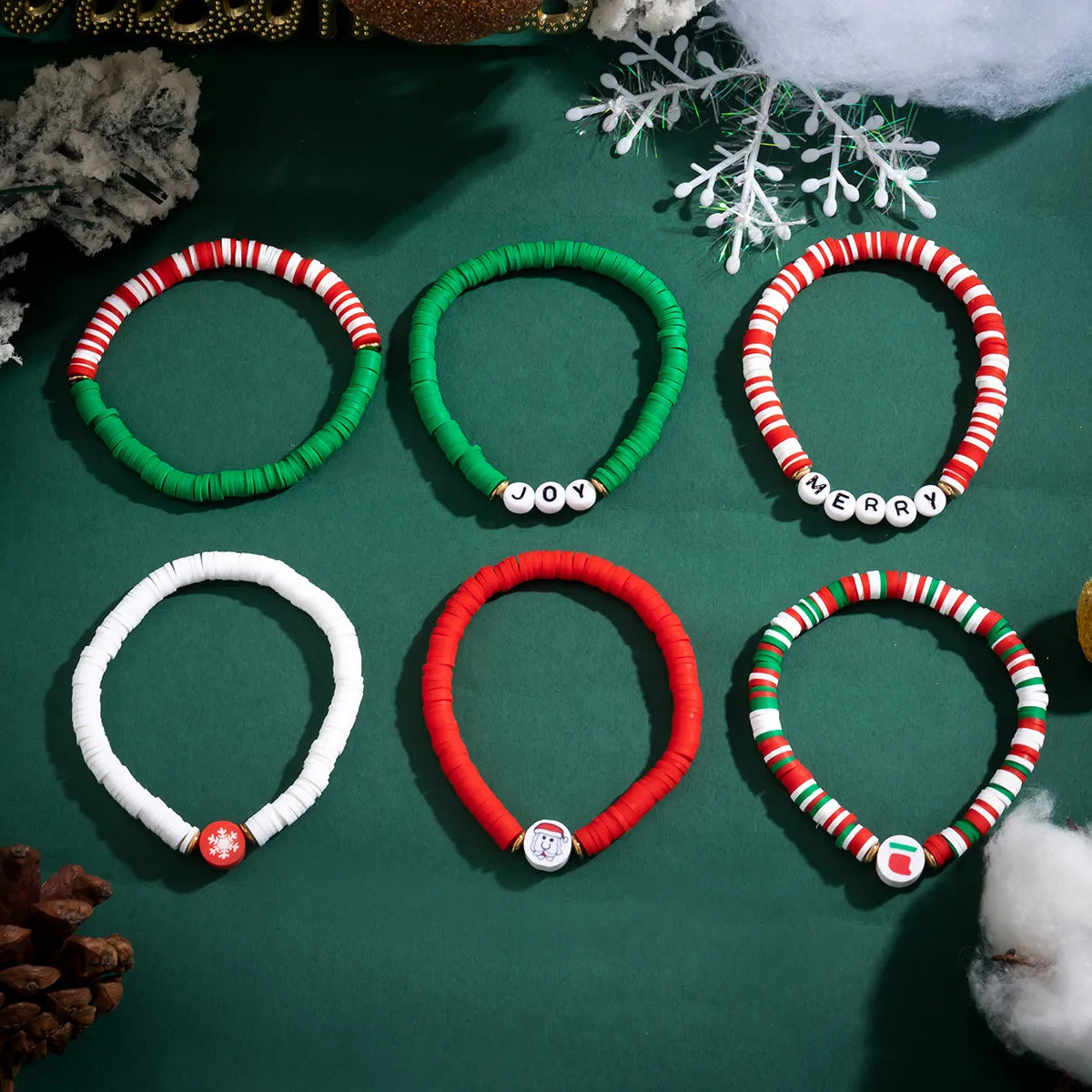 Cute Streetwear Letter Snowflake Soft Clay Christmas Women's Bracelets