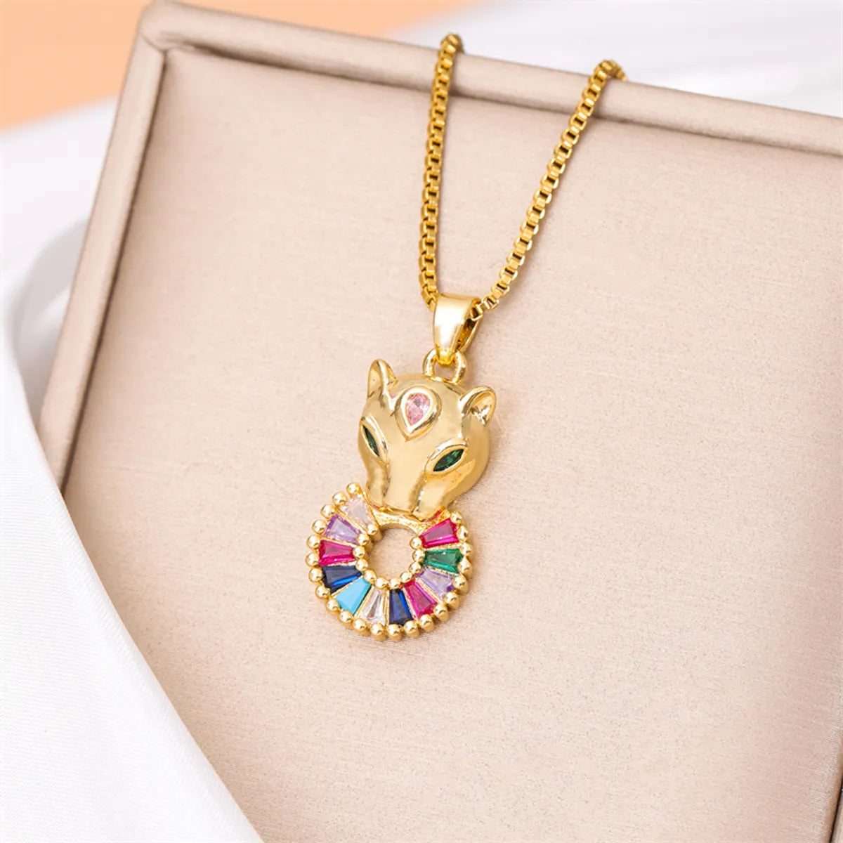 Stainless Steel Titanium Steel 18K Gold Plated Cute Streetwear Plating Inlay Little Bear Panda Zircon Pendant Necklace