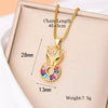 Stainless Steel Titanium Steel 18K Gold Plated Cute Streetwear Plating Inlay Little Bear Panda Zircon Pendant Necklace