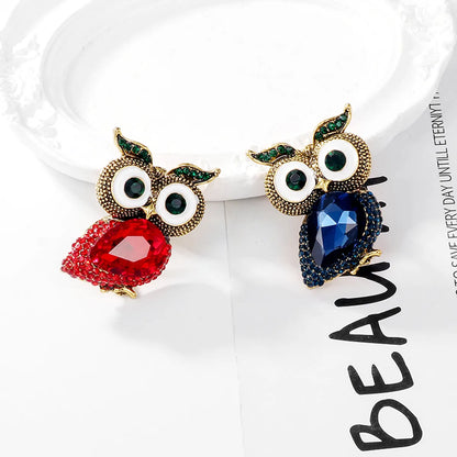 Cute Streetwear Owl Alloy Inlay Rhinestones Unisex Brooches