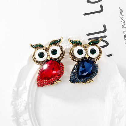 Cute Streetwear Owl Alloy Inlay Rhinestones Unisex Brooches