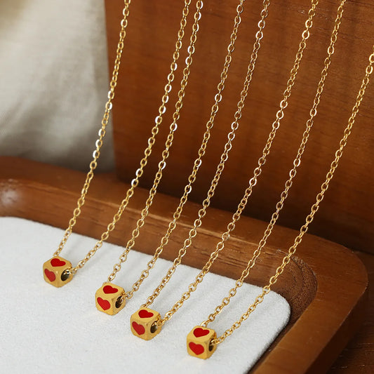 Cute Sweet Artistic Solid Color Titanium Steel Enamel Plating 18k Gold Plated Necklace