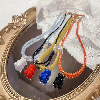 Cute Sweet Bear Beaded Wholesale Pendant Necklace