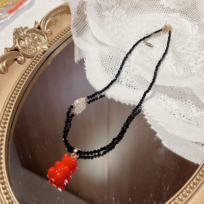 Cute Sweet Bear Beaded Wholesale Pendant Necklace