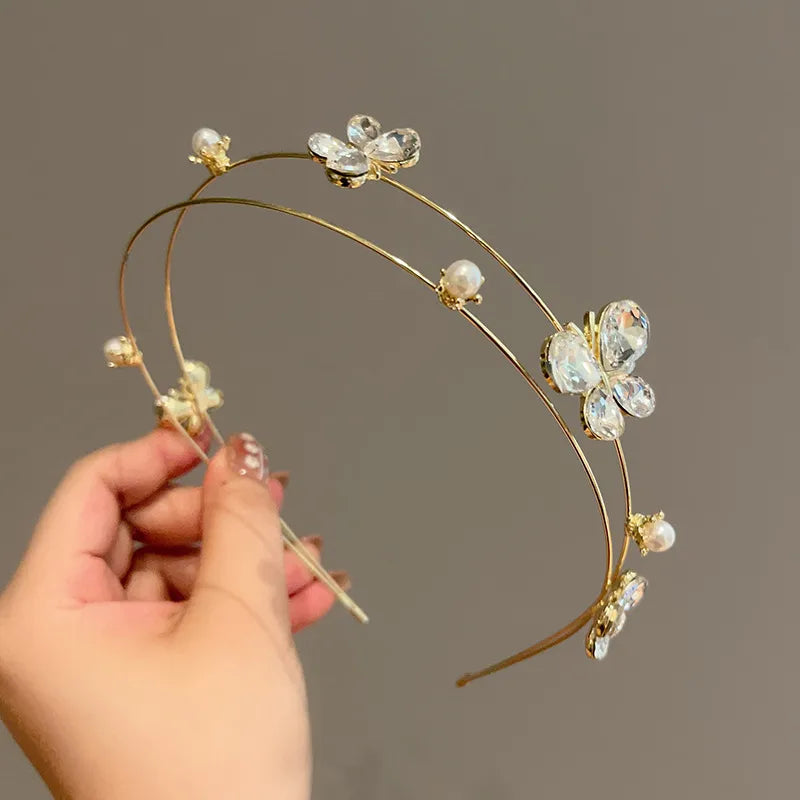 Women'S Cute Sweet Butterfly Alloy Inlay Zircon Hair Band