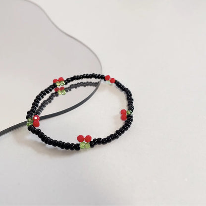 Cute Sweet Cherry Glass Seed Bead Beaded Women'S Bracelets Anklet Necklace