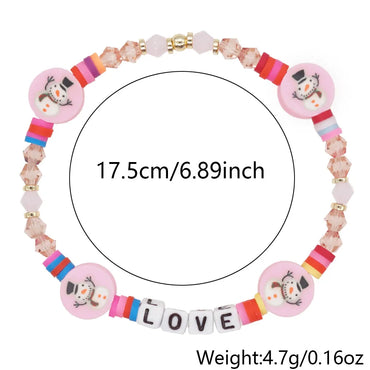 Cute Sweet Christmas Socks Snowman Snowflake Artificial Crystal Soft Clay Wholesale Bracelets