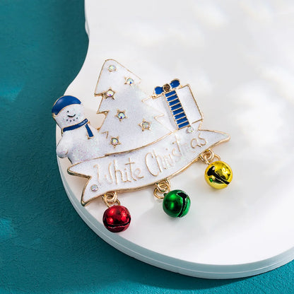 Cute Sweet Christmas Tree Bow Knot Snowman Alloy Enamel Plating Inlay Rhinestones Unisex Brooches 1 Piece