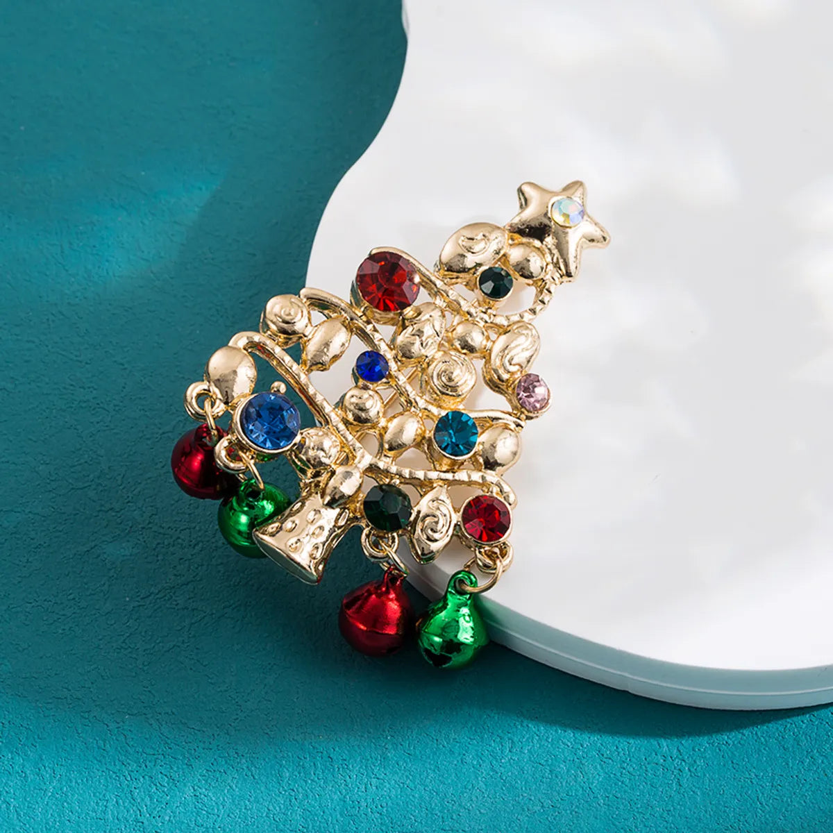 Cute Sweet Christmas Tree Bow Knot Snowman Alloy Enamel Plating Inlay Rhinestones Unisex Brooches 1 Piece