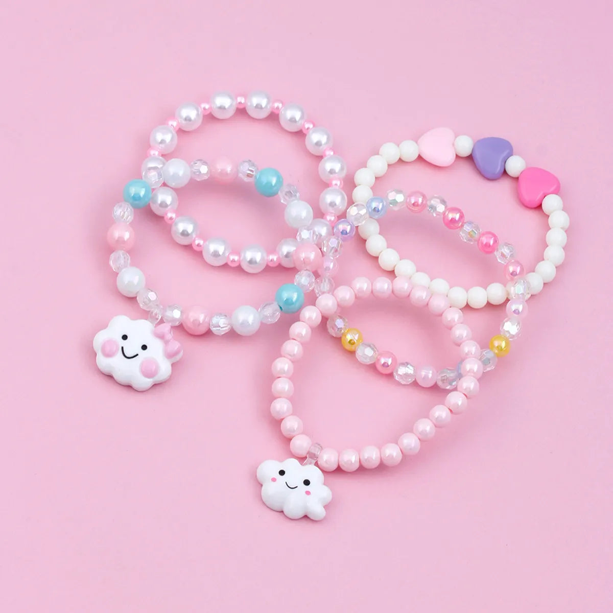 Cute Sweet Clouds Arylic Resin Beaded Handmade Girl's Bracelets