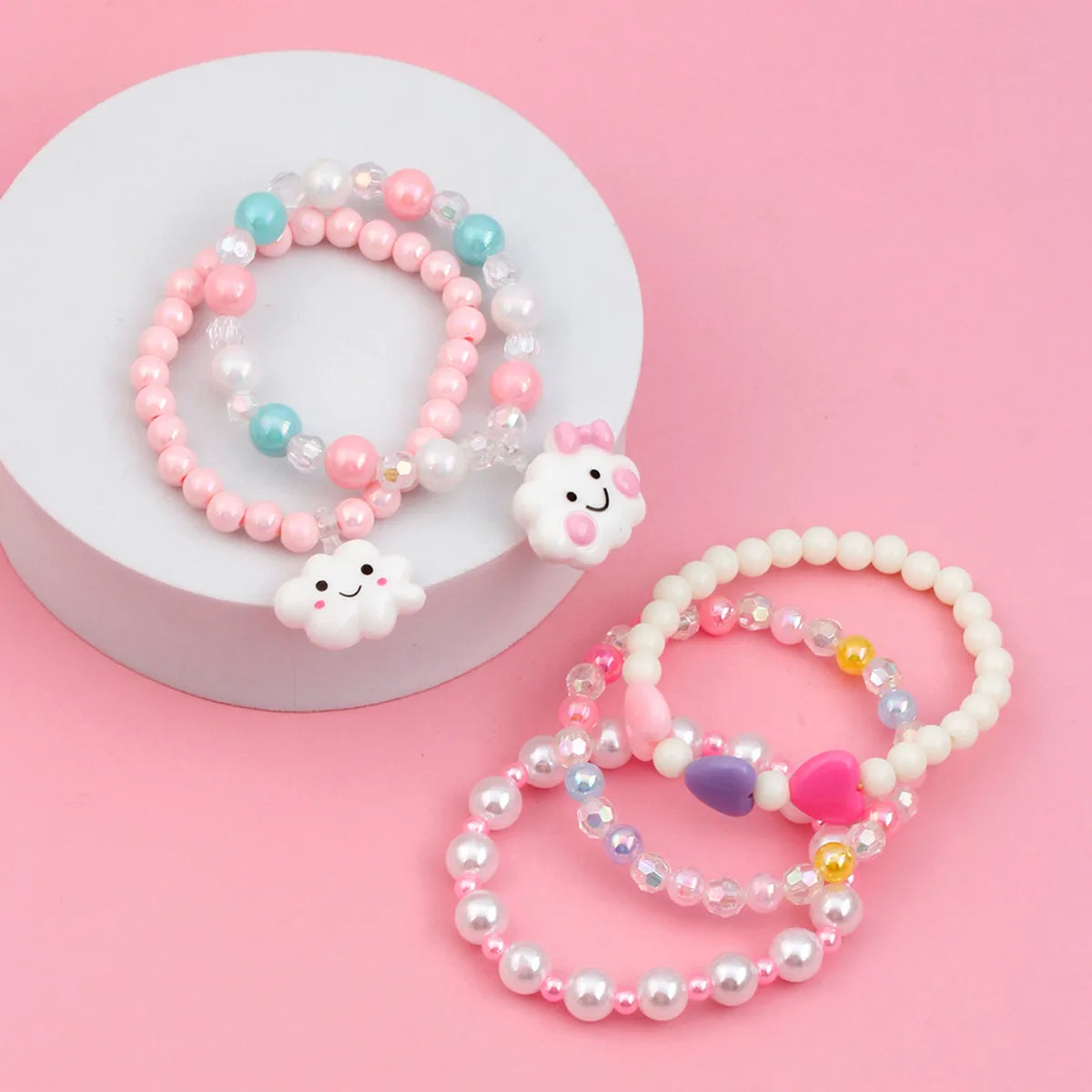 Cute Sweet Clouds Arylic Resin Beaded Handmade Girl's Bracelets