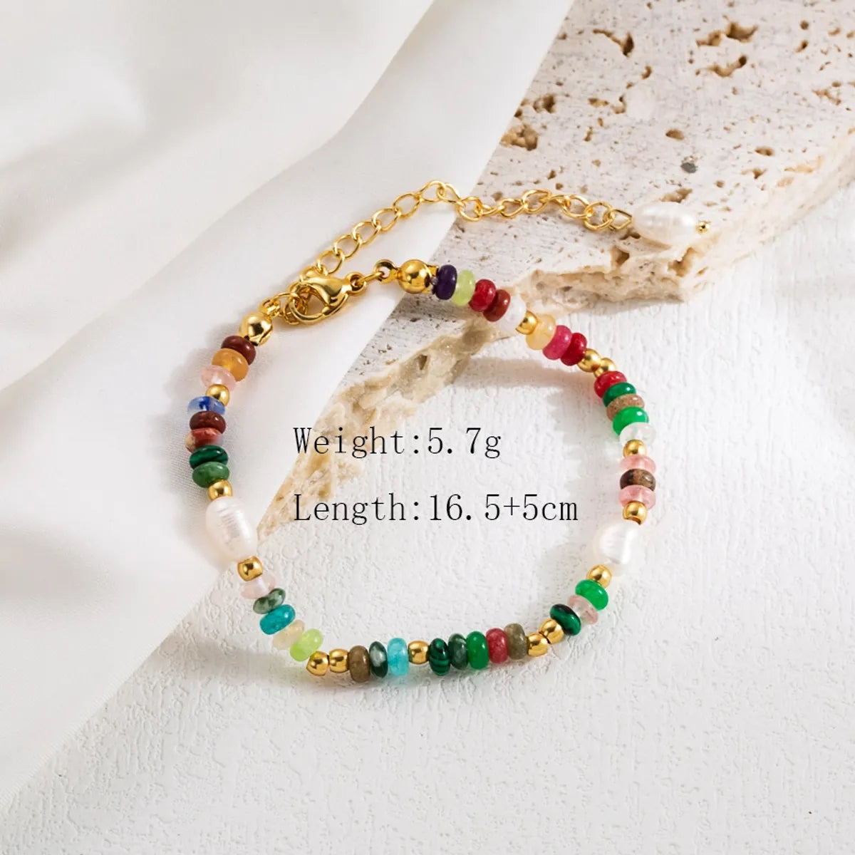 Cute Sweet Colorful 304 Stainless Steel Natural Pearl Natural Stone Bracelets In Bulk