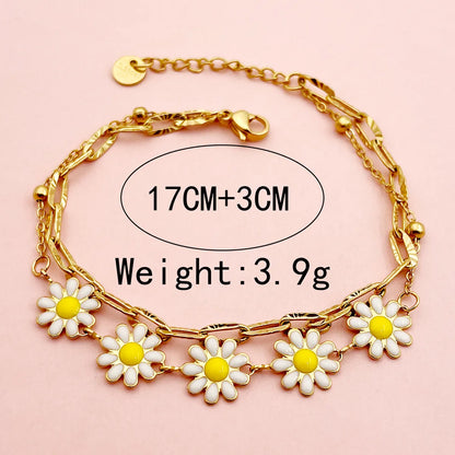 Cute Sweet Commute Flower 304 Stainless Steel 14K Gold Plated Bracelets In Bulk