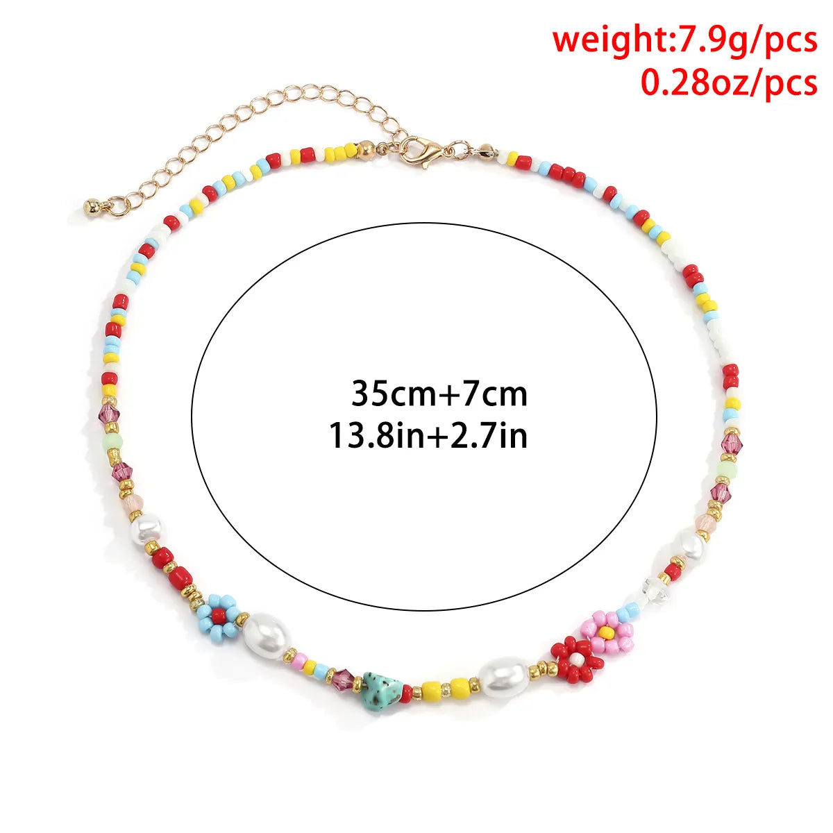 Cute Sweet Daisy Imitation Pearl Seed Bead Beaded Women's Necklace