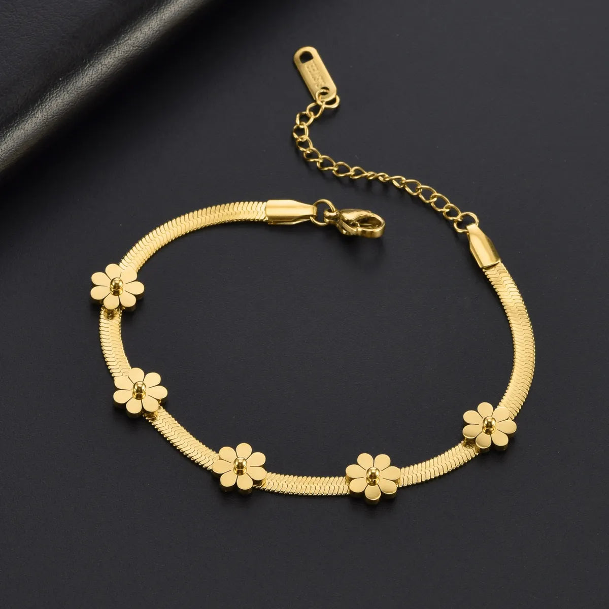 Cute Sweet Daisy Titanium Steel Plating 18k Gold Plated Bracelets Anklet