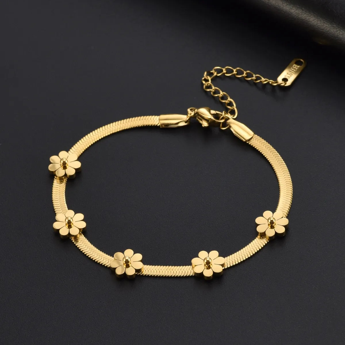 Cute Sweet Daisy Titanium Steel Plating 18k Gold Plated Bracelets Anklet