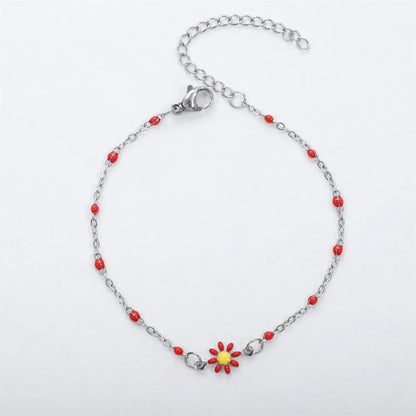 Cute Sweet Flower 304 Stainless Steel Bracelets In Bulk