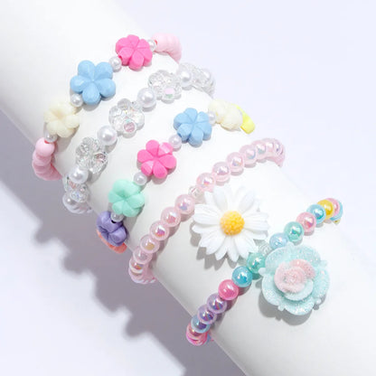 Cute Sweet Flower Arylic Resin Beaded Girl'S Bracelets