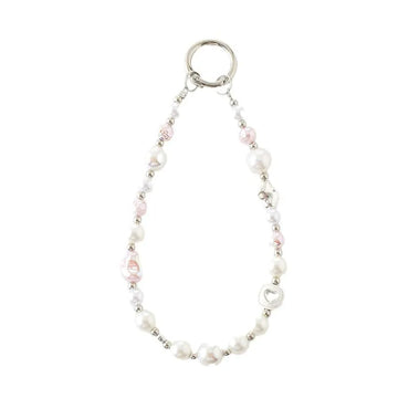 Cute Sweet Flower Bow Knot Artificial Crystal Glass Beaded Bag Pendant Mobile Phone Chain Keychain