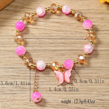 Cute Sweet Flower Butterfly Alloy Beaded Plating Women'S Bracelets