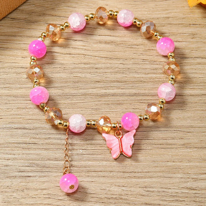 Cute Sweet Flower Butterfly Alloy Beaded Plating Women'S Bracelets