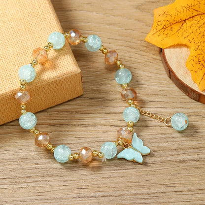 Cute Sweet Flower Butterfly Alloy Beaded Plating Women'S Bracelets