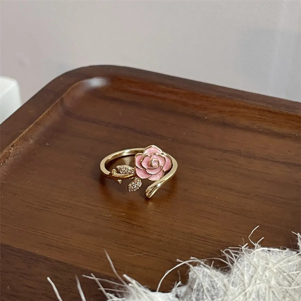 Cute Sweet Flower Butterfly Copper Enamel Plating Open Rings