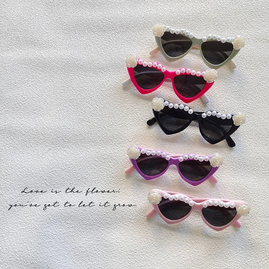 Cute Sweet Flower Pc Resin Special-Shaped Mirror Full Frame Kids Sunglasses