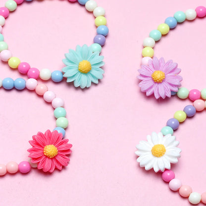 Cute Sweet Flower Plastic Resin Beaded Girl's Bracelets