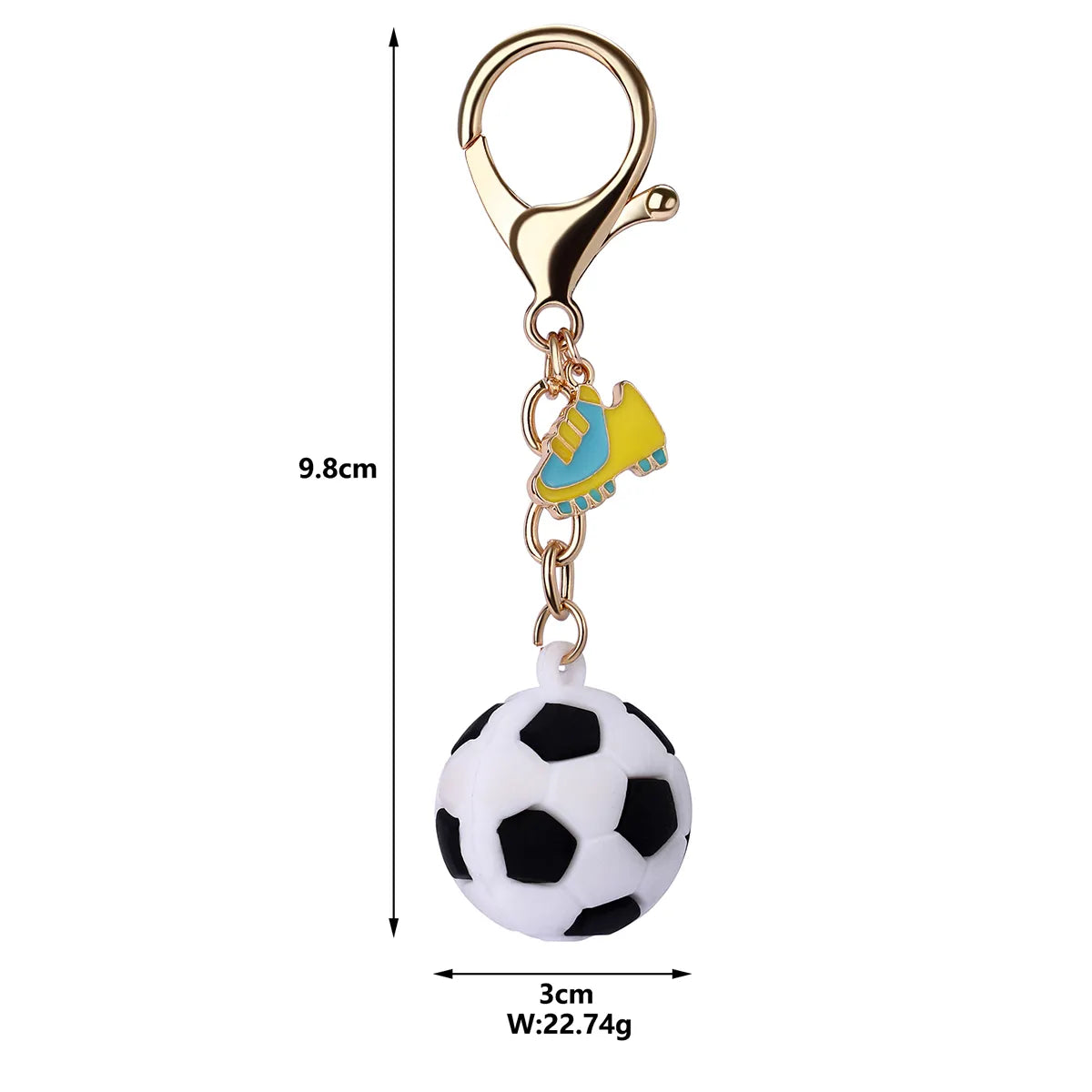 Cute Sweet Football Rubber Iron K Gold Plated Bag Pendant Keychain