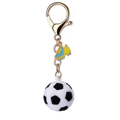 Cute Sweet Football Rubber Iron K Gold Plated Bag Pendant Keychain