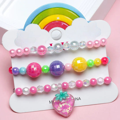 Cute Sweet Fruit Arylic Plastic Resin Beaded Girl's Bracelets