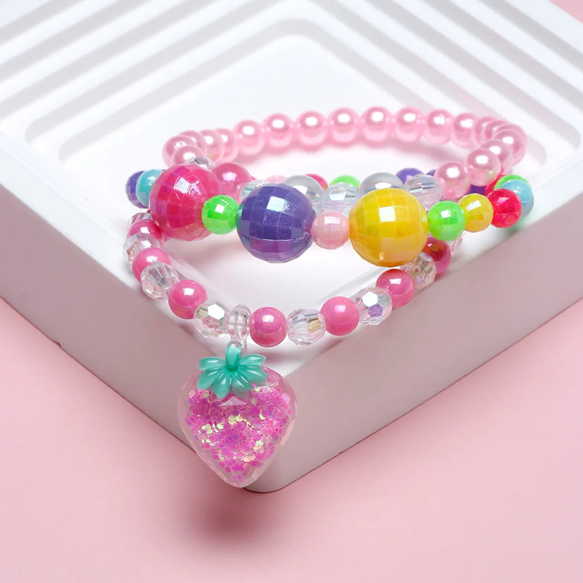 Cute Sweet Fruit Arylic Plastic Resin Beaded Girl's Bracelets