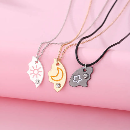 Cute Sweet Geometric Letter Heart Shape Alloy Plating Inlay Rhinestones Kid'S Pendant Necklace