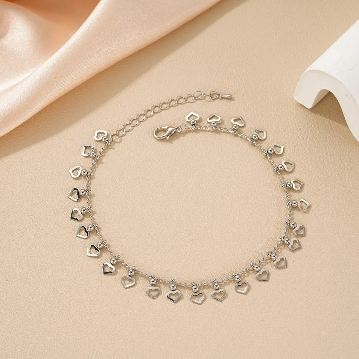 Cute Sweet Heart Shape Alloy Plating Hollow Out Women's Anklet