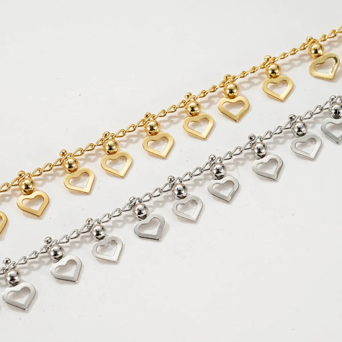 Cute Sweet Heart Shape Alloy Plating Hollow Out Women's Anklet